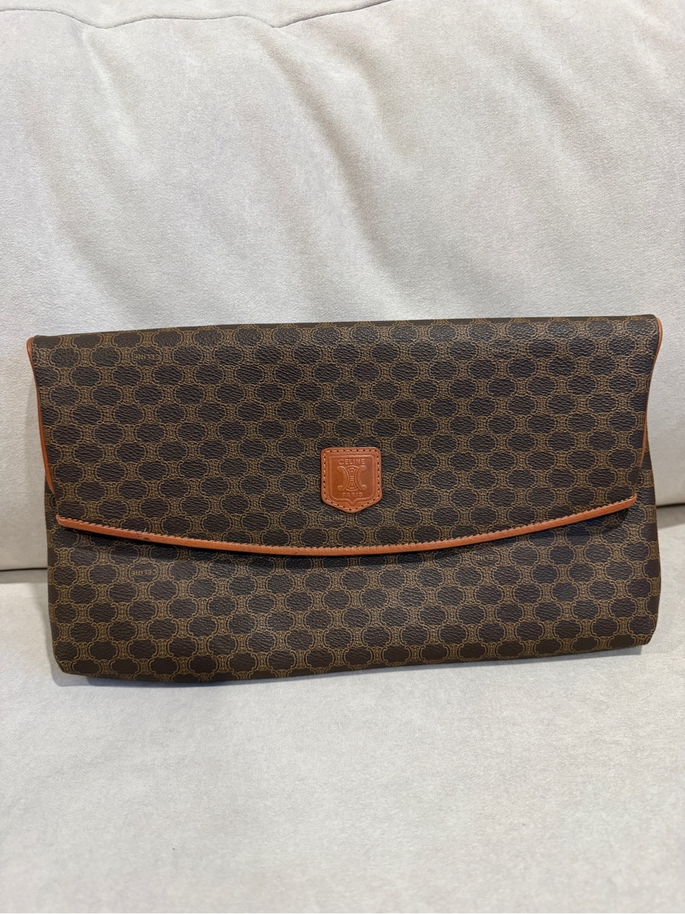 Vintage 1980s–90s CELINE Macadam Envelope Clutch 🤎